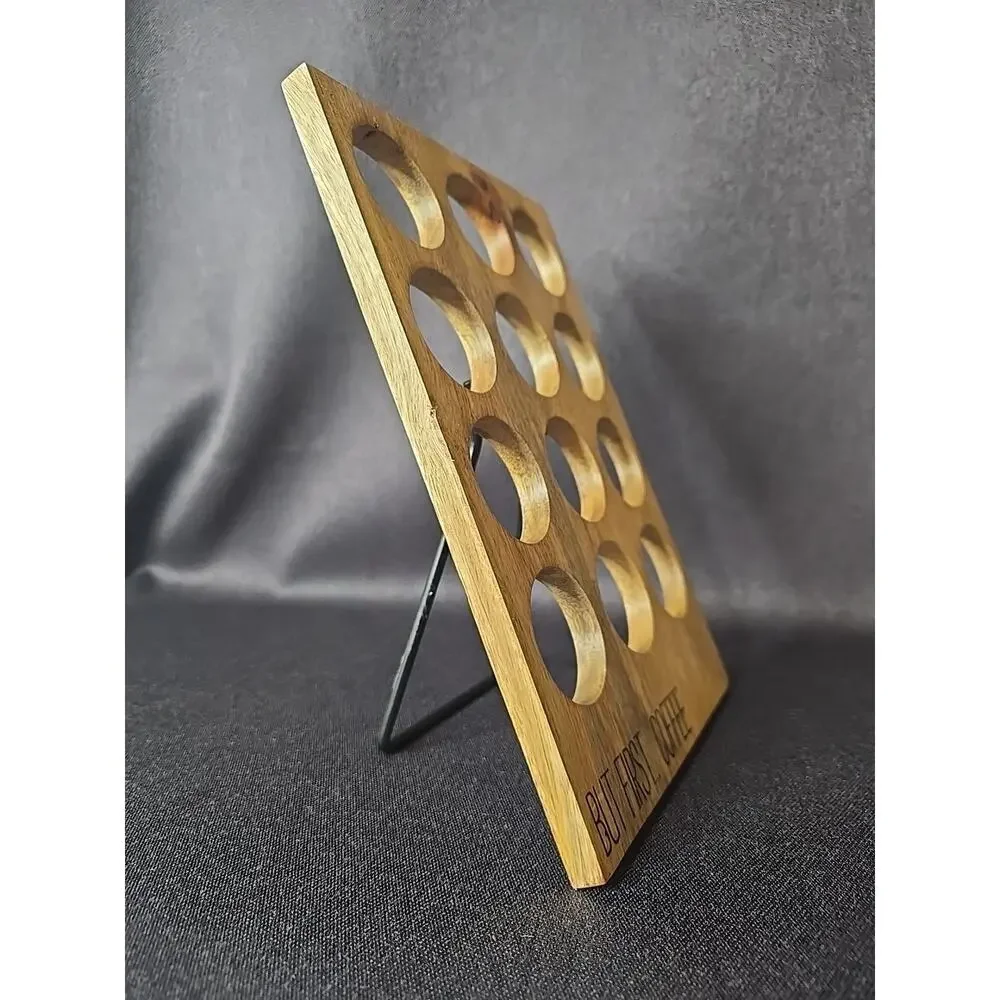 But First...Coffee Pod Stand Farmhouse Pod Holder K-Cup Compatible Wood 12 Hole